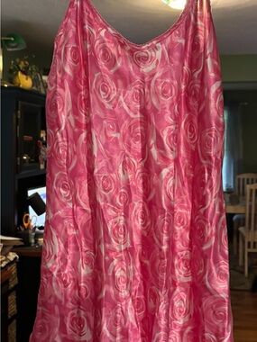 Vintage Pink Rose Print Slip Dress